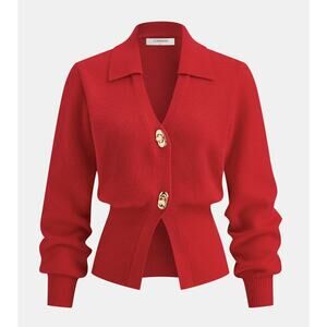 Commense Contrast Trim Button Wool Blend Cardigan Size S